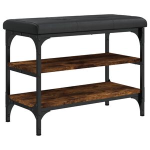 vidaXL Batų suoliukas, dūminio ąžuolo, 62x32x47cm, apdirbta mediena