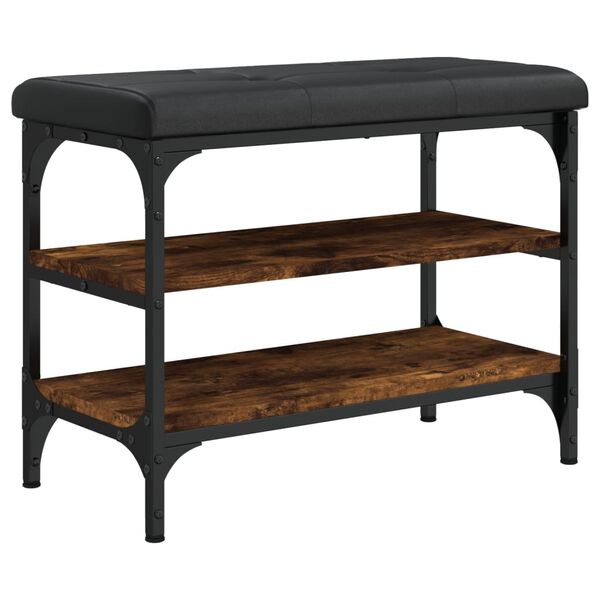 vidaXL Batų suoliukas, dūminio ąžuolo, 62x32x47cm, apdirbta mediena