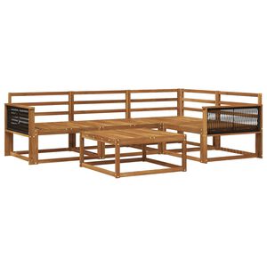 vidaXL Lauko sofos komplektas 5 pcs Natūrali Kietos akacijos mediena