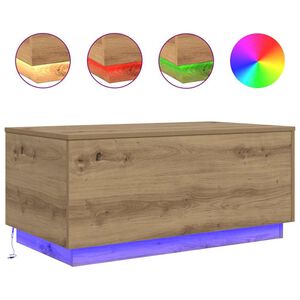 vidaXL Kavos staliukas su LED lemputėmis, artisano ąžuolo, 90x50x40cm