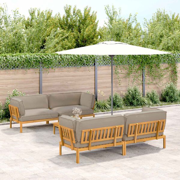 vidaXL Sofos komplektas su pagalve 5 pcs Taupe Kietos akacijos mediena