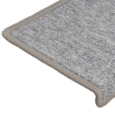 vidaXL Laiptų kilimėliai, 15vnt., šviesiai pilkos spalvos, 65x21x4 cm