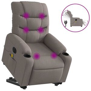 vidaXL Atsistojantis elektrinis masažinis krėslas, taupe, audinys