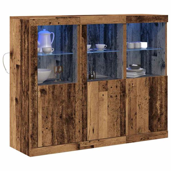 vidaXL LED Bufetas 3 pcs Senas medis 123 x 37 x 100 cm