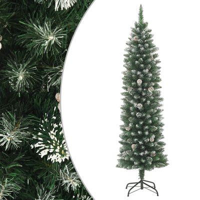 vidaXL Dirbtinė siaura Kalėdų eglutė su stovu, 120cm, PVC