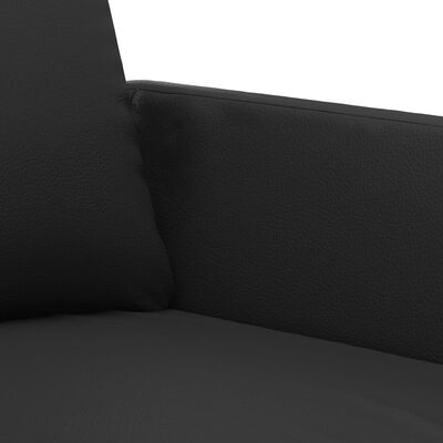 vidaXL Sofos komplektas su pagalvėlėmis, 3 dalių, juodas, dirbtinė oda
