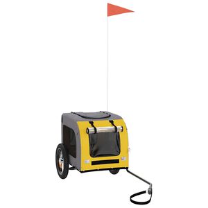 vidaXL Dviračio priekaba augintiniams, geltona/pilka, audinys/geležis