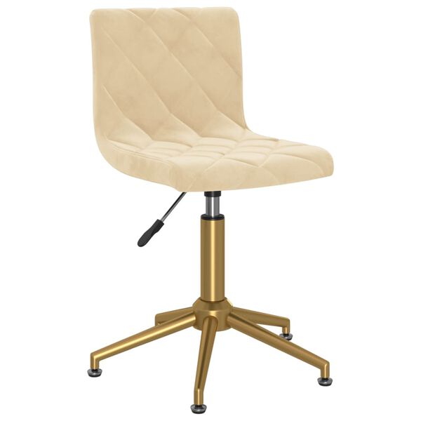 vidaXL Pasukamos valgomojo kėdės, 2vnt., kreminės spalvos, aksomas