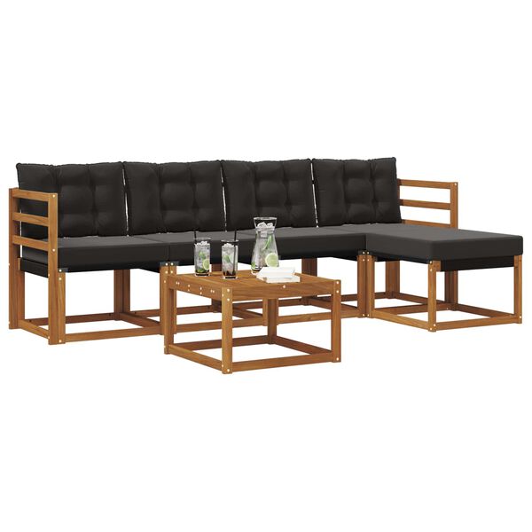 vidaXL Lauko sofos komplektas su pagalve 6 pcs Natūrali ir juoda