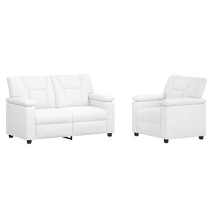 vidaXL Sofos komplektas 2 pcs Balta Dirbtinė oda