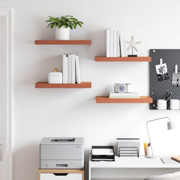 vidaXL Sieninė lentyna 4 pcs Raudona 50 x 23 x 4 cm Apdirbta mediena