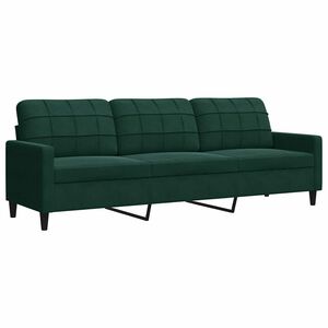 vidaXL Trivietė sofa, tamsiai žalios spalvos, 210cm, aksomas