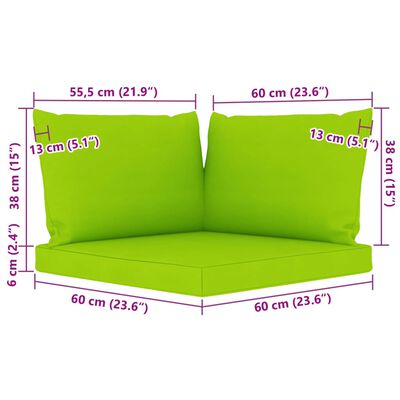 vidaXL Sodo komplektas su šviesiai žaliomis pagalvėlėmis, 9 dalių