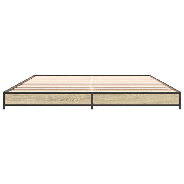 vidaXL Lovos rėmas, ąžuolo, 120x200cm, apdirbta mediena ir metalas