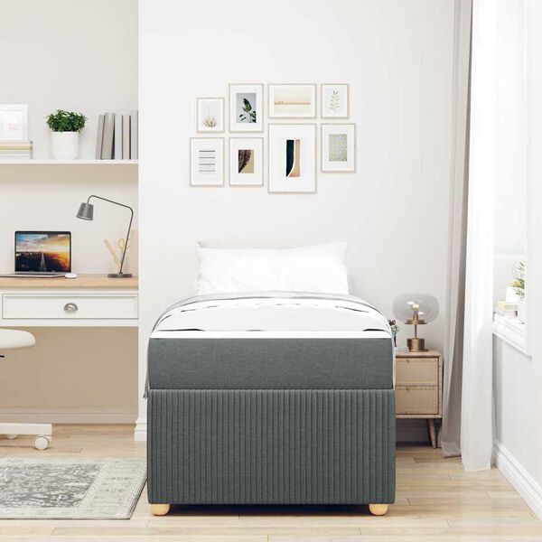 vidaXL Lovos rėmas su čiužiniu Tamsiai pilka 90 x 200 cm audinys