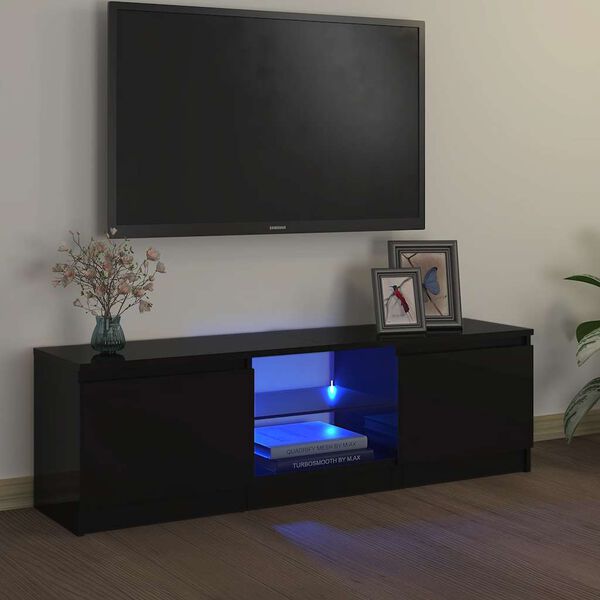 vidaXL TV spintelė su LED ap&scaron;vietimu, juodos spalvos, 120x30x36cm
