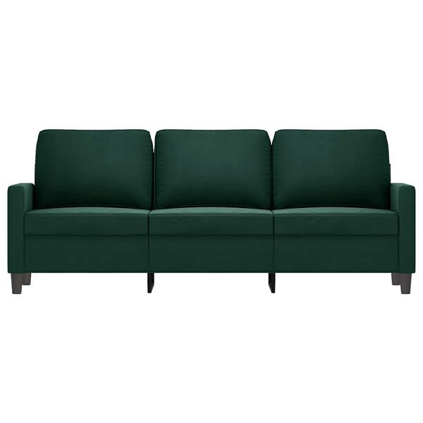 vidaXL Trivietė sofa, tamsiai žalios spalvos, 180cm, aksomas