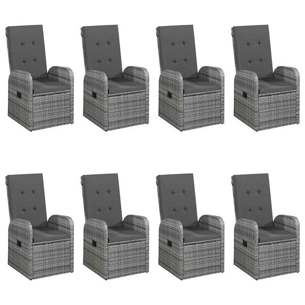 vidaXL Sodo valgomojo komplektas, 9 dalių, pilkas (147877+4x47676)