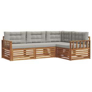 vidaXL Lauko sofos komplektas 4 pcs Natūrali ir &scaron;viesiai pilka