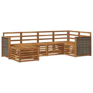 vidaXL Sekcijos sofų komplektas 5 pcs Natūrali Kietos akacijos mediena