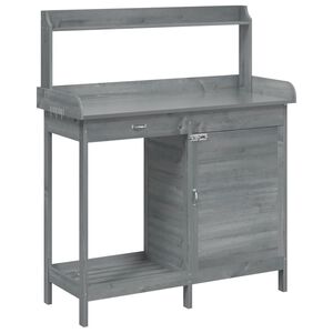 vidaXL Sodinimo stalas su spintele, pilkas, 110,5x45x124,5cm, eglė