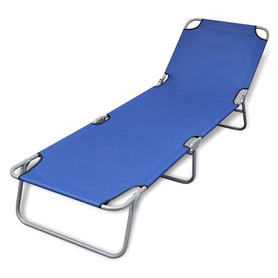 vidaXL Sulankstomas saulės gultas, plienas, mėlynos sp.