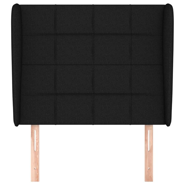 vidaXL Galvūgalis su auselėmis, juodas, 93x23x118/128cm, audinys