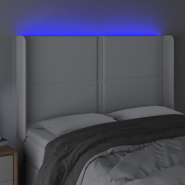 vidaXL Galvūgalis su LED, baltos spalvos, 147x16x118/128 cm