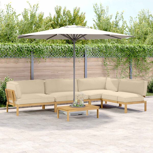 vidaXL Sofos komplektas Paprastas 5 pcs Smėlio Kietos akacijos mediena