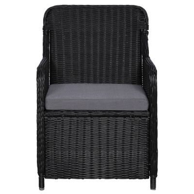 vidaXL Lauko kėdės su pagalvėlėmis, 2vnt., juodos sp., poliratanas