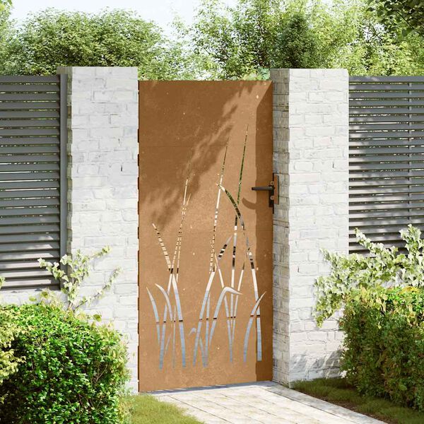 vidaXL Sodo vartai, 85x175cm, corten plienas, žolės dizaino