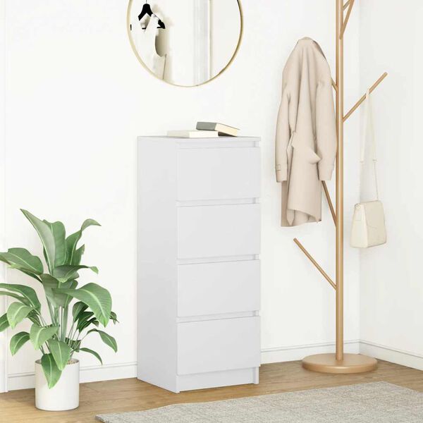 vidaXL &Scaron;oninė spintelė, baltos spalvos, 37,5x35x99cm, apdirbta mediena