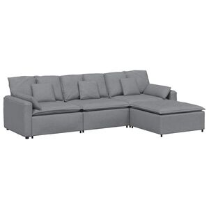 vidaXL Modulinė sofa su pakoja ir pagalvėlėmis, &scaron;viesiai pilka