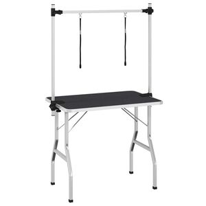 vidaXL Reguliuojamas šunų, naminių gyvūnų priežiūros stalas, 2 kilpos