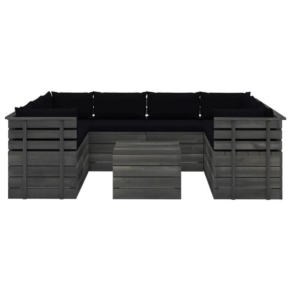 vidaXL Sodo komplektas i&scaron; palečių su pagalvėlėmis, 9 dalių, pu&scaron;is