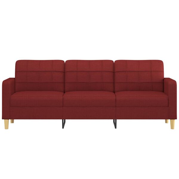 vidaXL Trivietė sofa, raudonojo vyno spalvos, 180cm, audinys