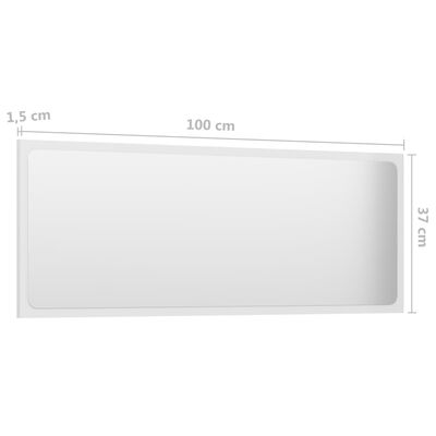 vidaXL Vonios kambario veidrodis, baltas, 100x1,5x37cm, MDP, blizgus