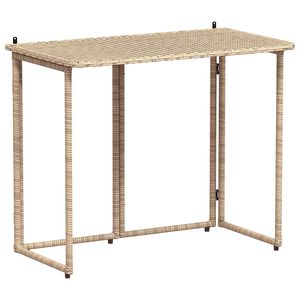 vidaXL Sulankstomas sodo stalas Smėlio spalvos 90x51x75 cm Poly Rattan