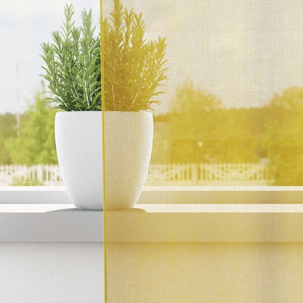 vidaXL Voile užuolaidos su įvorėmis, 2vnt., geltonos spalvos