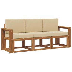 vidaXL Lauko sofos komplektas 3 vnt. Natūralus ir bežinis