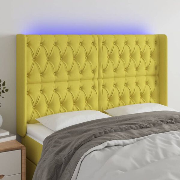 vidaXL Galvūgalis su LED, žalios spalvos, 147x16x118/128cm, audinys