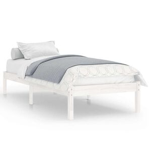 vidaXL Lovos rėmas, baltas, 75x190cm, medienos masyvas, vienvietis