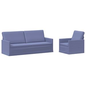 vidaXL Sofos komplektas 2 pcs Džinsinės mėlynos Audinys