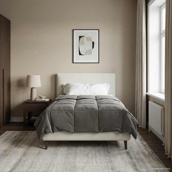 vidaXL Pilna metų antklodė &Scaron;viesiai pilka 135 x 220 cm Mikropluo&scaron;tas