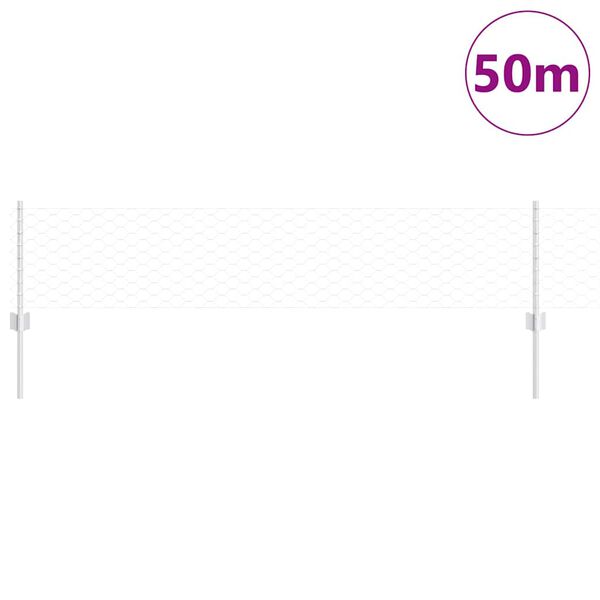 vidaXL Tvora su stulpais Sidabro 0,4 x 50 m Plienas