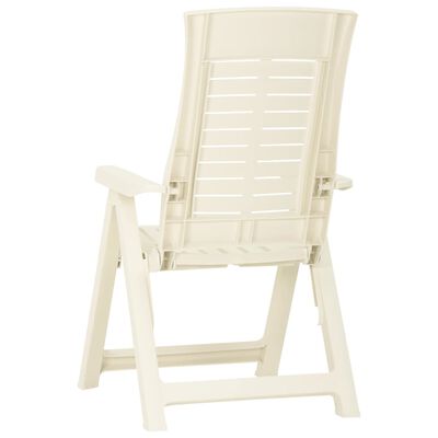 vidaXL Atlošiamos sodo kėdės, 2vnt., baltos spalvos, plastikas