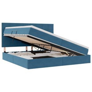 vidaXL Lova su daiktų laikymo vieta ir LED Tamsiai mėlyna 200 x 200 cm