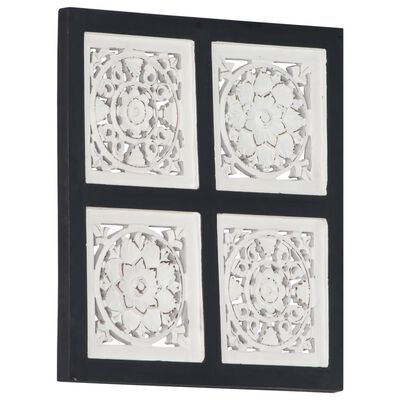 vidaXL Sienos plokštė, juoda/balta, 40x40x1,5cm, MDF, raižyta rankomis