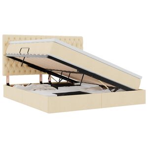 vidaXL Lova su daiktų laikymo vieta ir LED su LED Kremas 160 x 200 cm