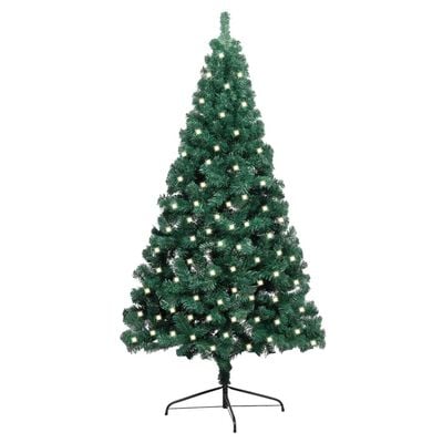 vidaXL Dirbtinė pusinė Kalėdų eglutė su stovu, žalia, 240cm, PVC